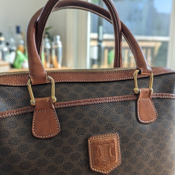🍋✨ Celine Paris Brown Macadam Coated Canvas and Leather Handbag - Picture 13 of 13